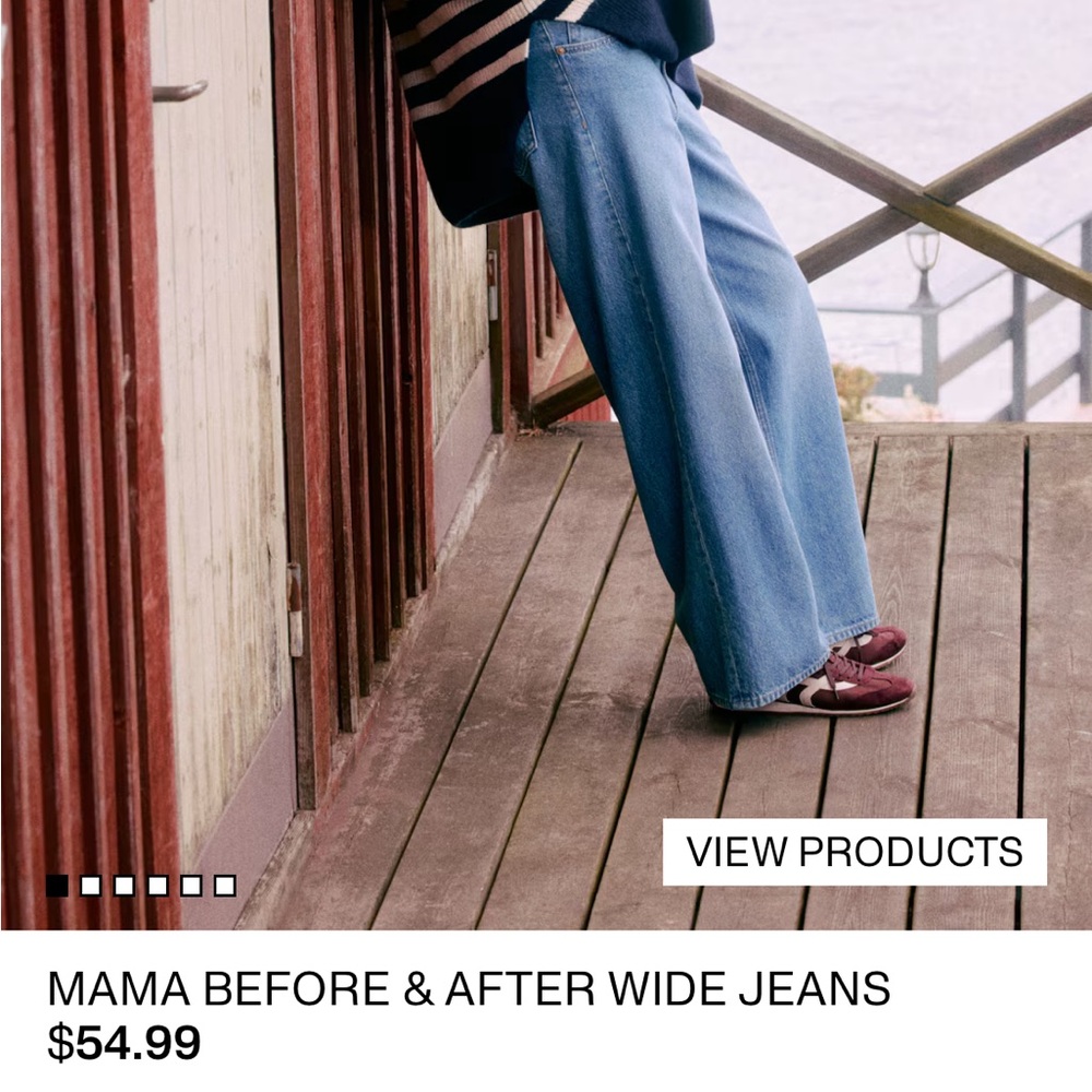 H&M Mama Before and After Wide Leg Jeans